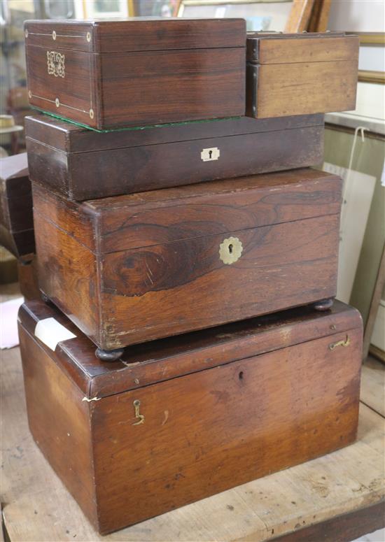 Eight Victorian wood boxes